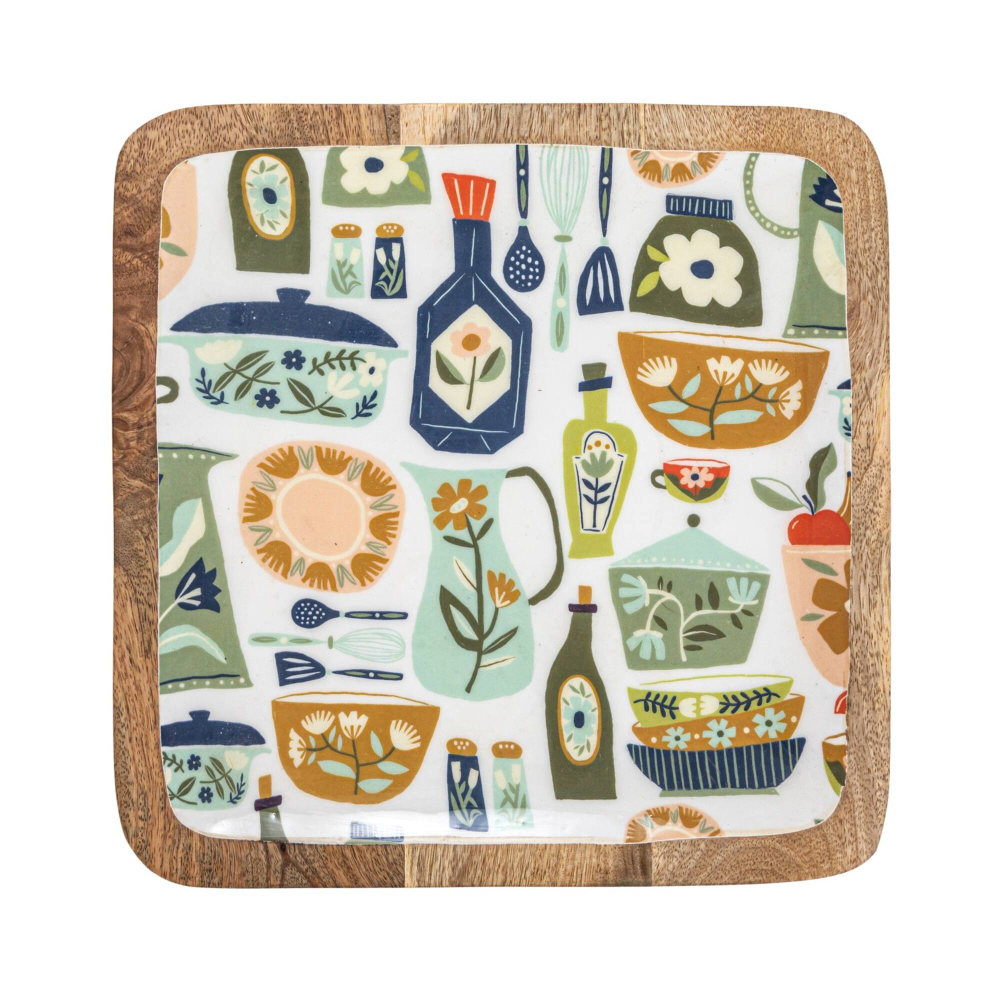 Hello Honey® Bon Apetit Enameled Mango Wood Tray Set
